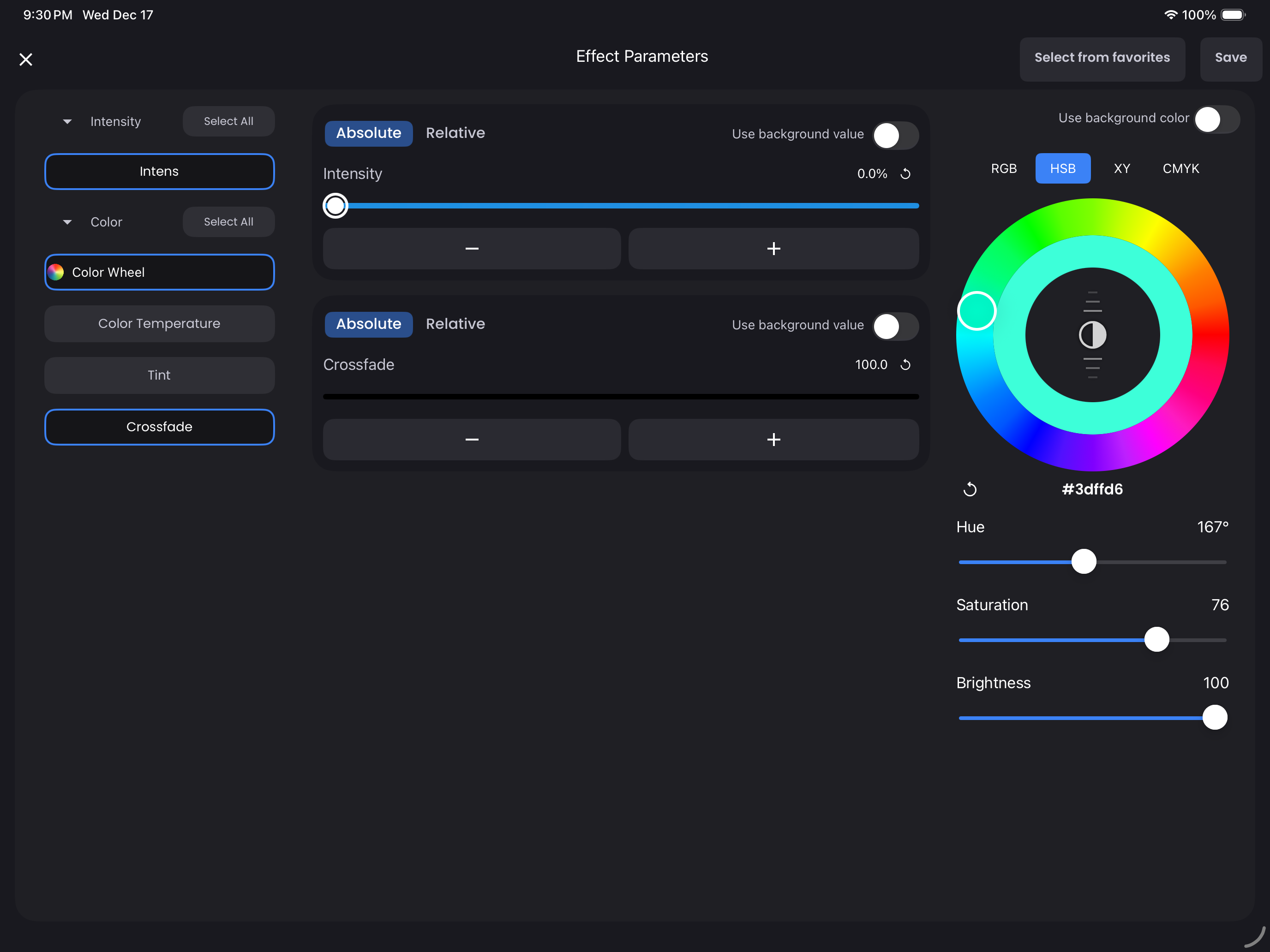 Effects Light Setting