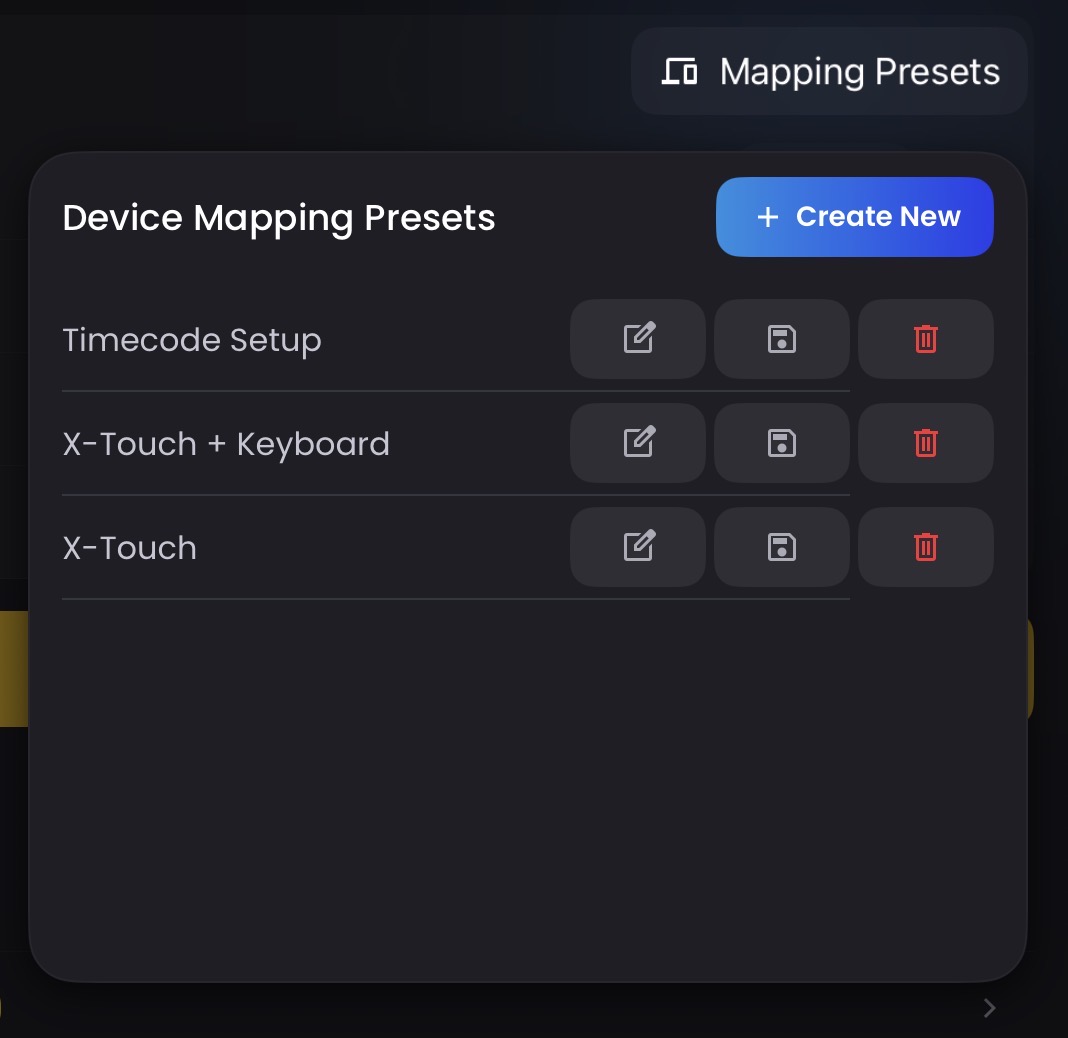 Mapping Presets Dropdown