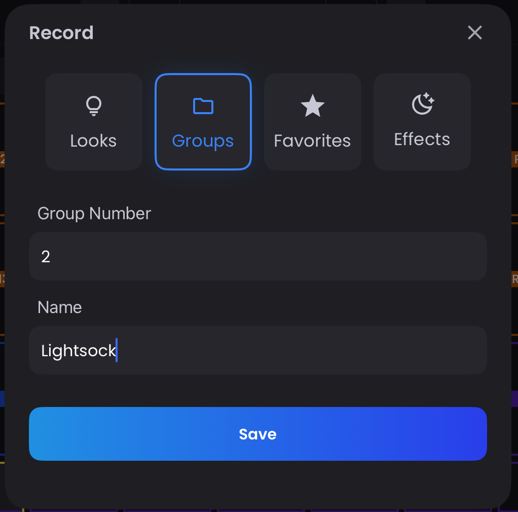 Groups Record Menu